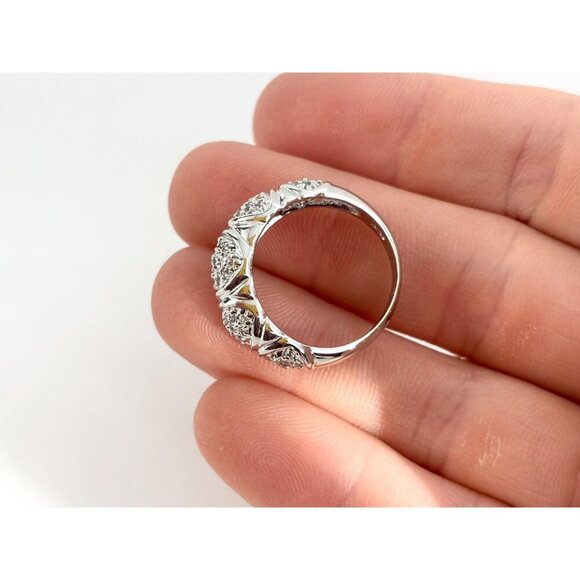 SOLD Domed Sterling Silver Pave Set Vintage Multi Gemstone Cluster Ring - sz 7 - Picture 10 of 10